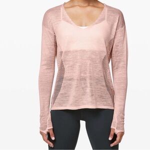 Lululemon Still Movement Linen Sweater Linen Butter Light Pink Size 6